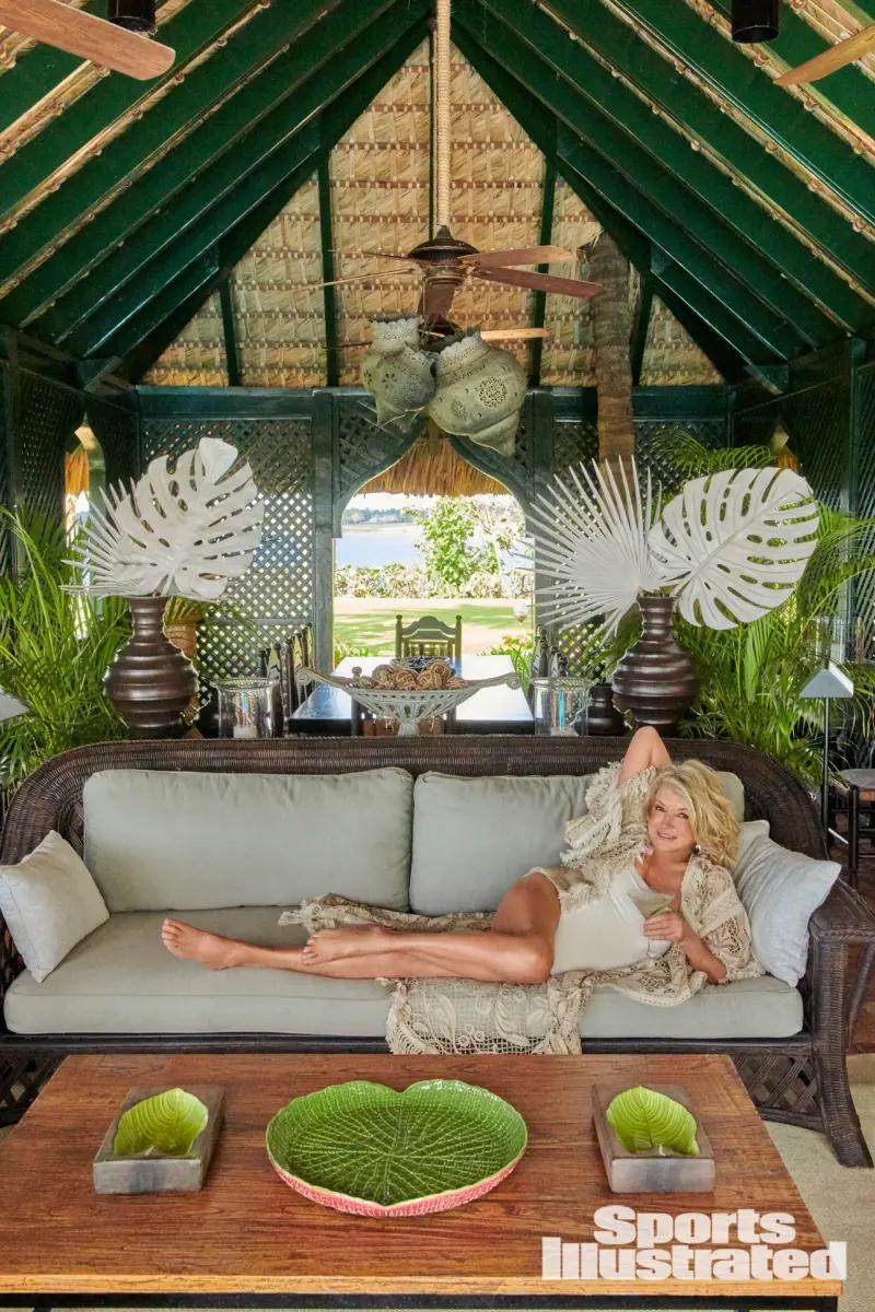 Martha Stewart was photographed by Ruven Afanador in the Dominican Republic. Swimsuit by Eres provided by Moda Operandi. Cover-up by TORSO CREATIONS. Earrings by Cicada.